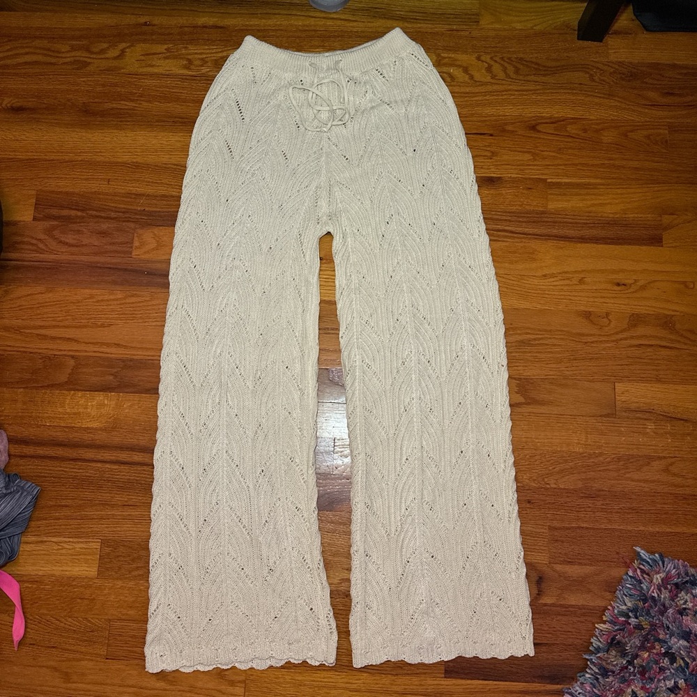 Cream knit pants